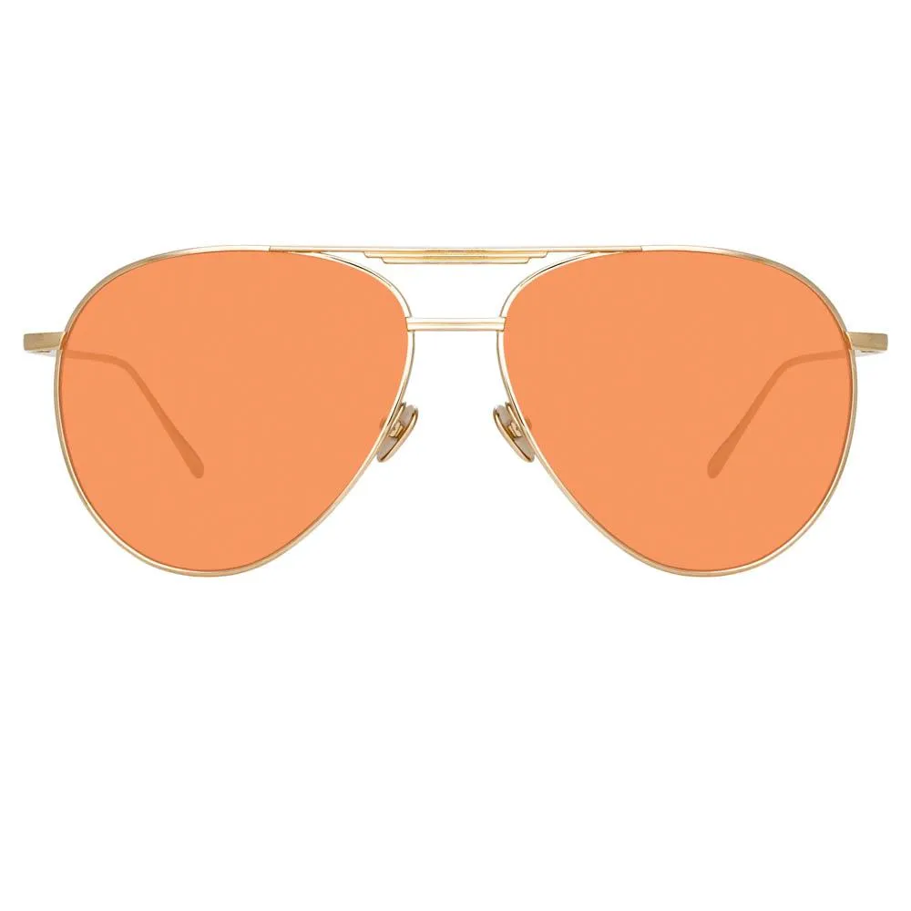 Carter Aviator Sunglasses in Light Gold sold by Linda Farrow
