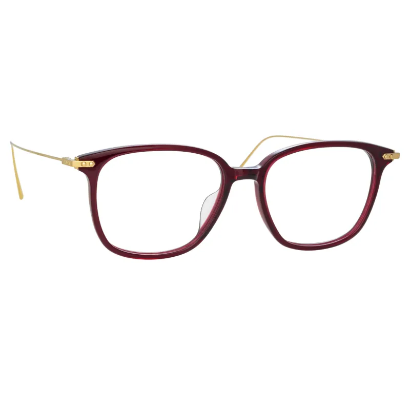 Coffey A Rectangular Optical Frame in Burgundy sold by Linda Farrow