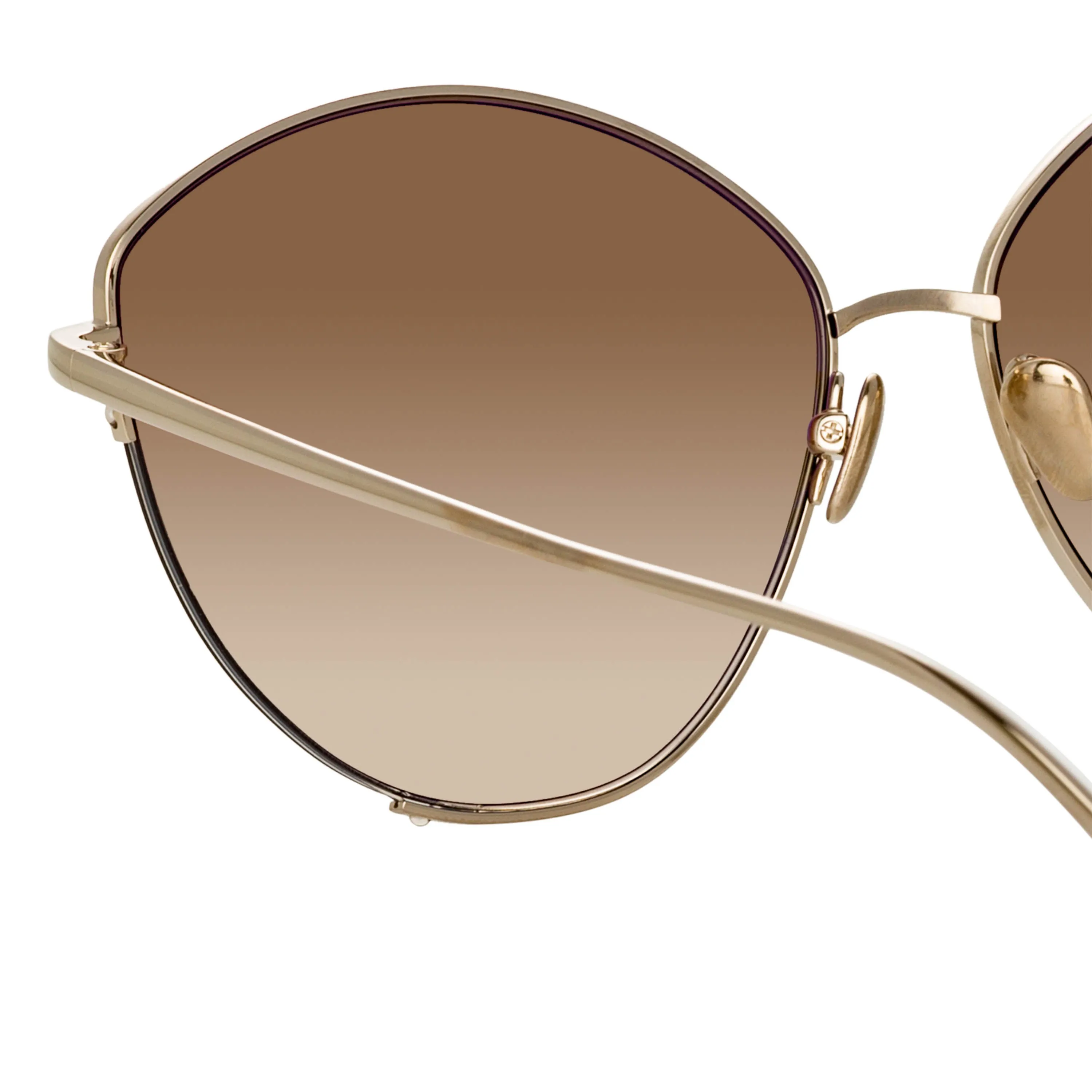 Ella Cat Eye Sunglasses in Light Gold and Brown sold by Linda Farrow product image thumbnail 5