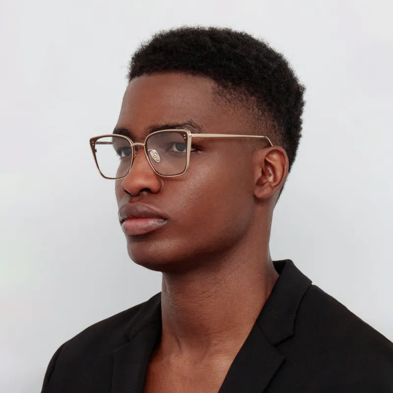 Men's Hans Square Optical Frame in Light Gold sold by Linda Farrow