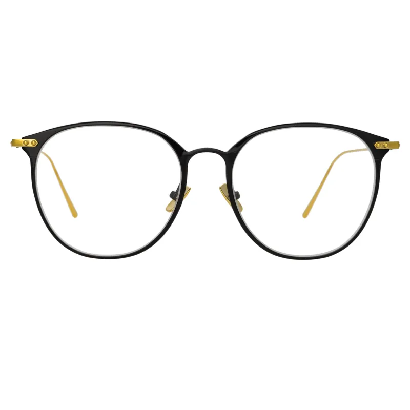 Sophia Optical A Oval Frame in Black and Yellow Gold sold by Linda Farrow