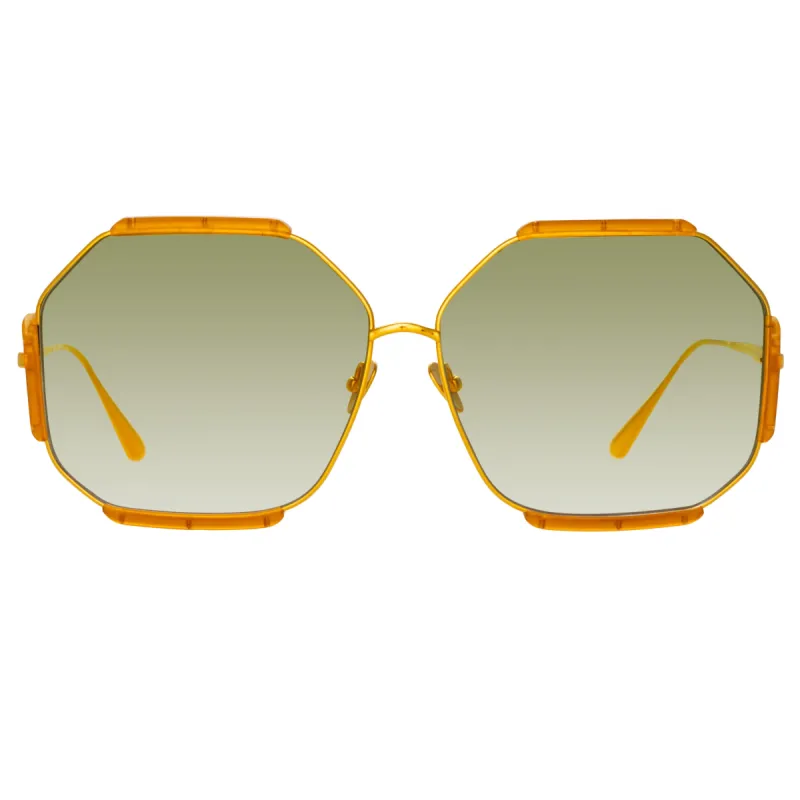 Margot Hexagon Sunglasses in Honey sold by Linda Farrow
