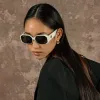 Bailey Angular Sunglasses in White sold by Linda Farrow