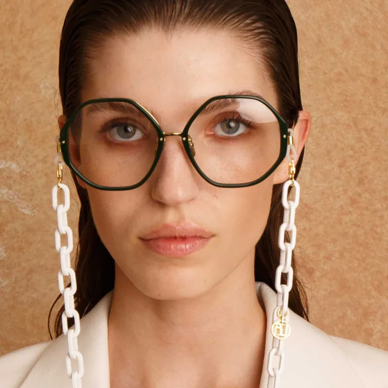 Alona Hexagon Optical Frame in Green sold by Linda Farrow
