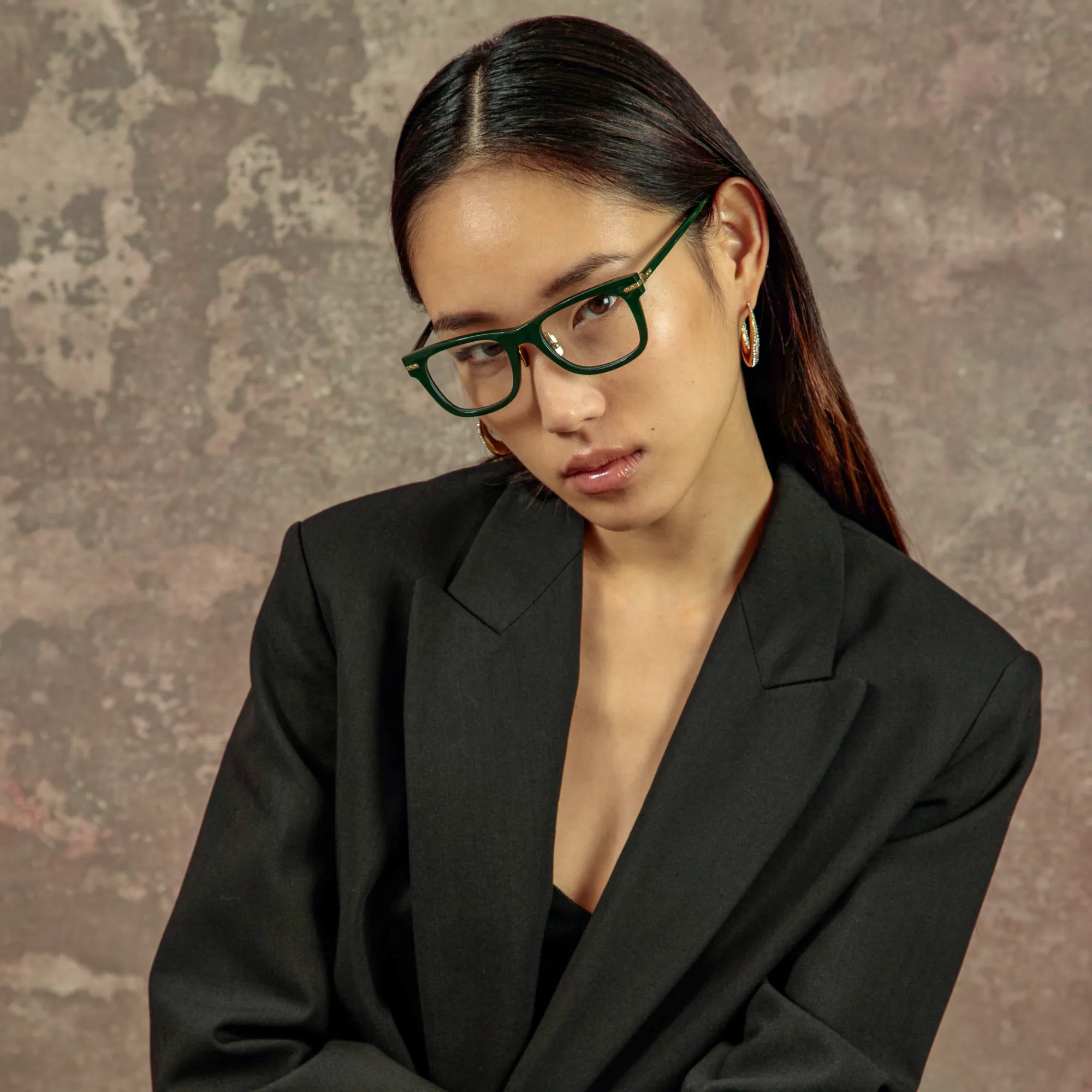 Portico Optical D-Frame in Forest Green (Asian Fit) sold by Linda Farrow