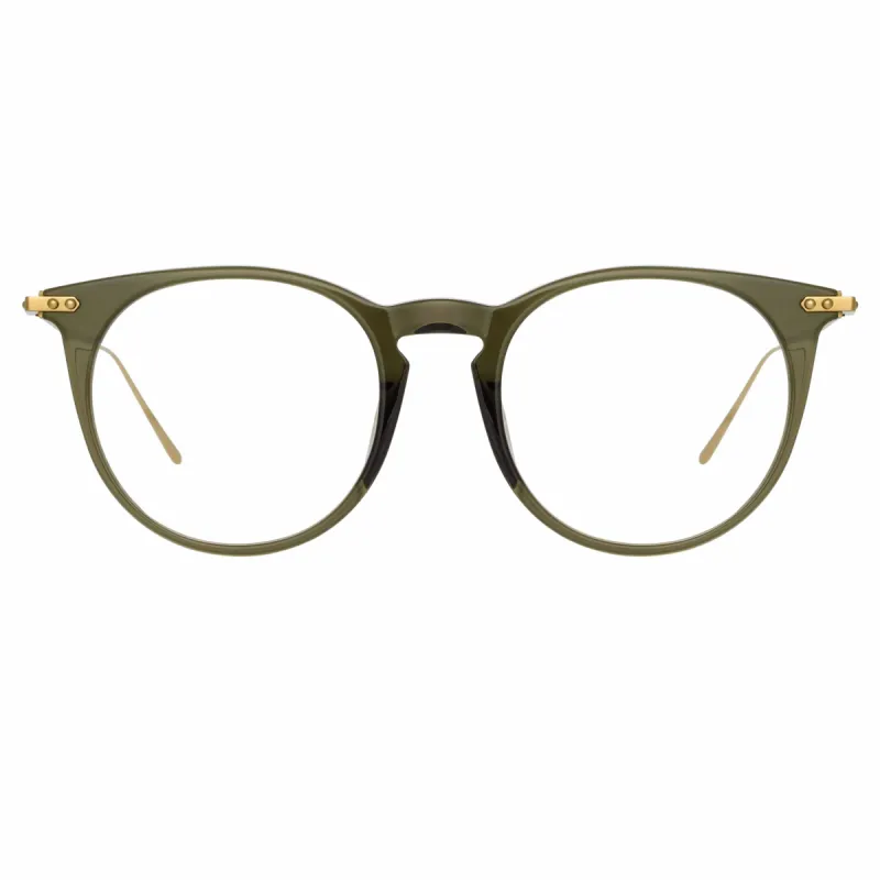 Ellis Oval Optical Frame in Green sold by Linda Farrow