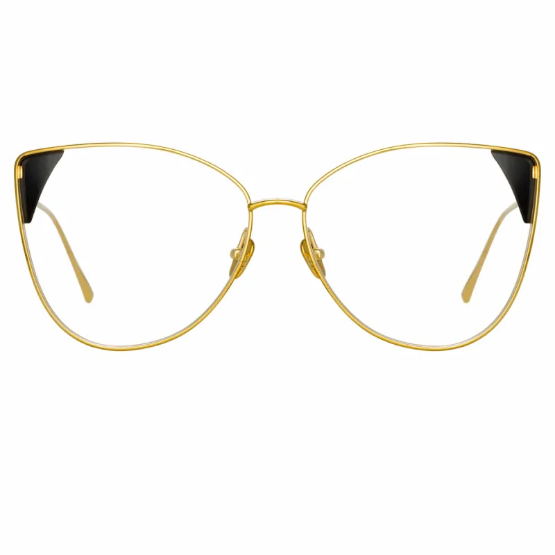 Ida Cat Eye Optical Frame in Yellow Gold sold by Linda Farrow