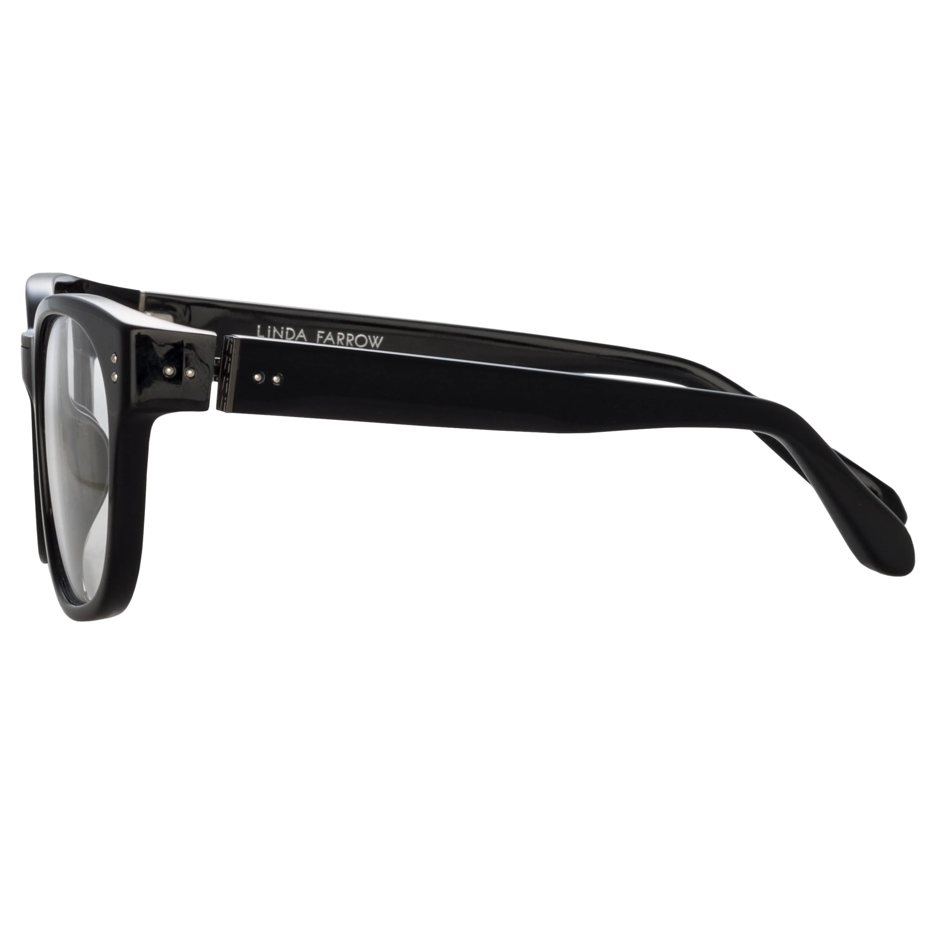 Cedric Rectangular Optical Frames in Black and Nickel sold by Linda Farrow product image thumbnail 3