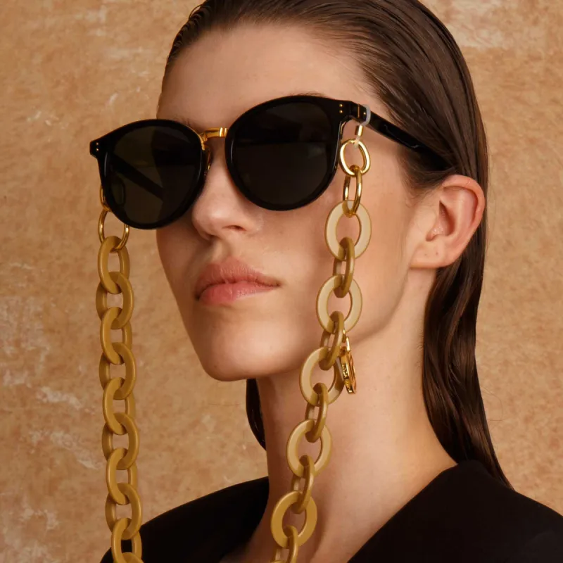 Morgan Oval Sunglasses in Black sold by Linda Farrow