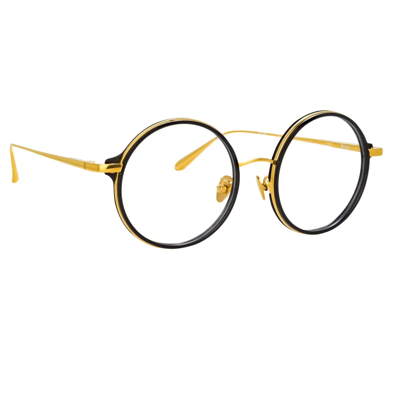 Bara Round Optical Frame in Black sold by Linda Farrow