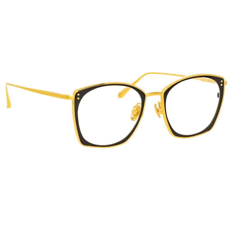 Milo Square Optical Frame in Yellow Gold sold by Linda Farrow