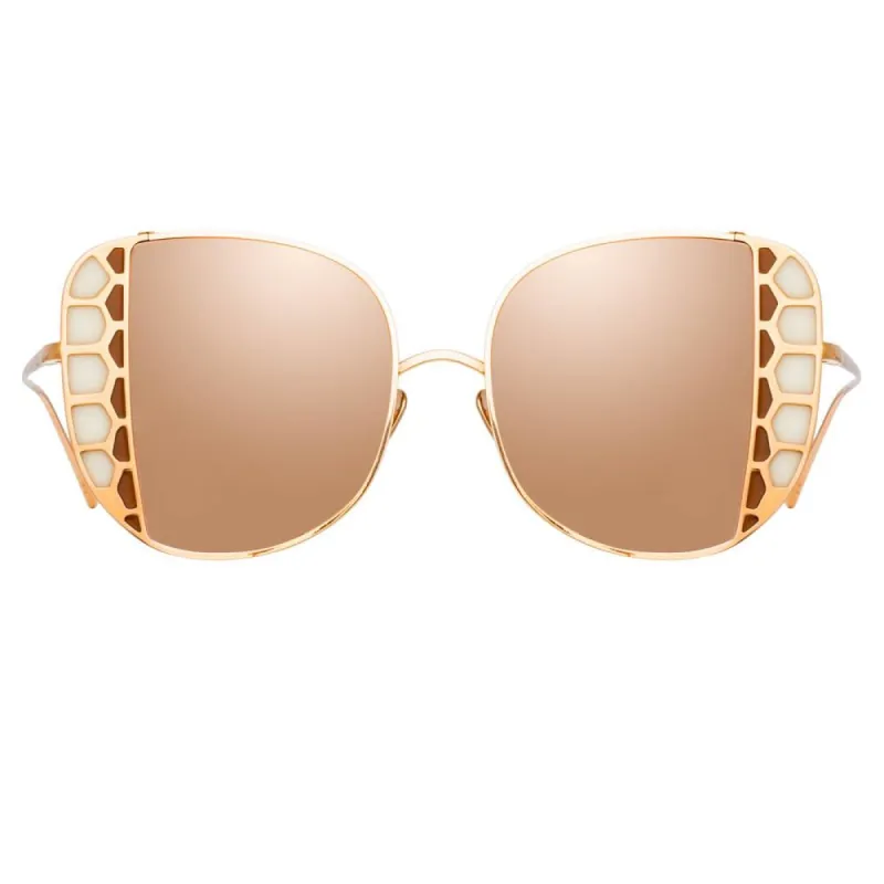 Amelia Oversized Sunglasses in Rose Gold sold by Linda Farrow