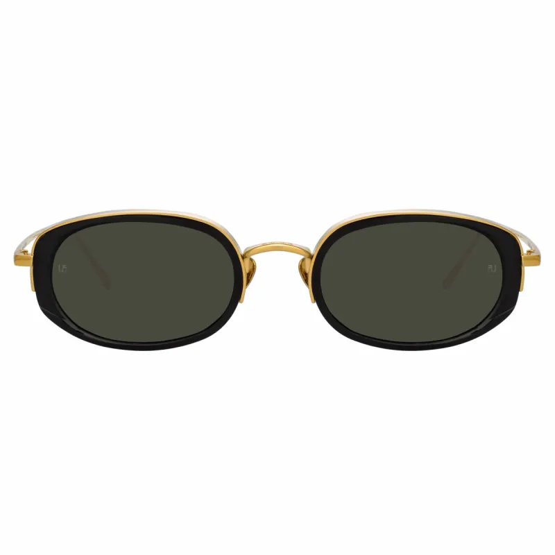 Rosie Oval Sunglasses in Black sold by Linda Farrow