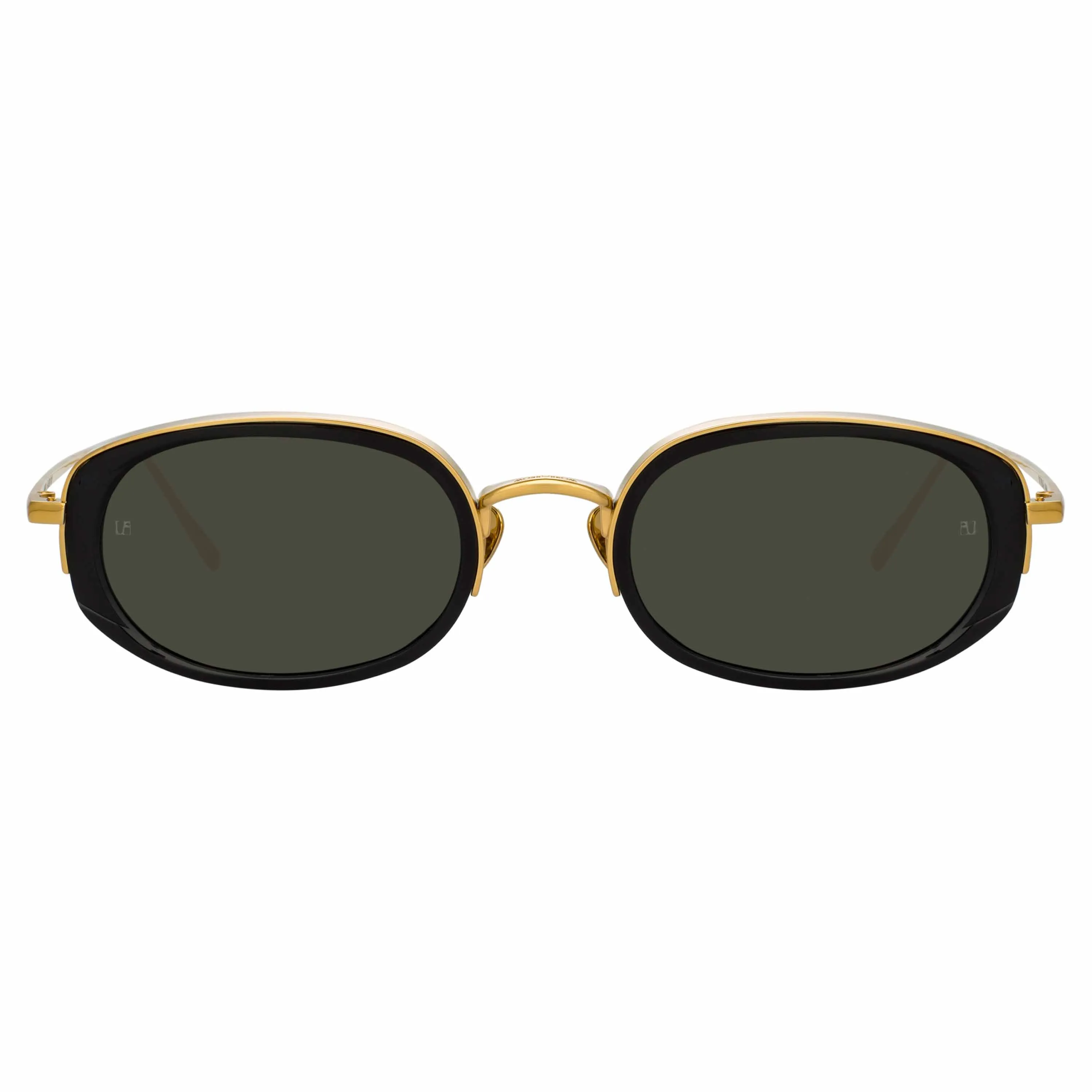 Rosie Oval Sunglasses in Black sold by Linda Farrow