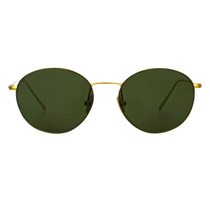 Mayne Oval Sunglasses in Yellow Gold sold by Linda Farrow