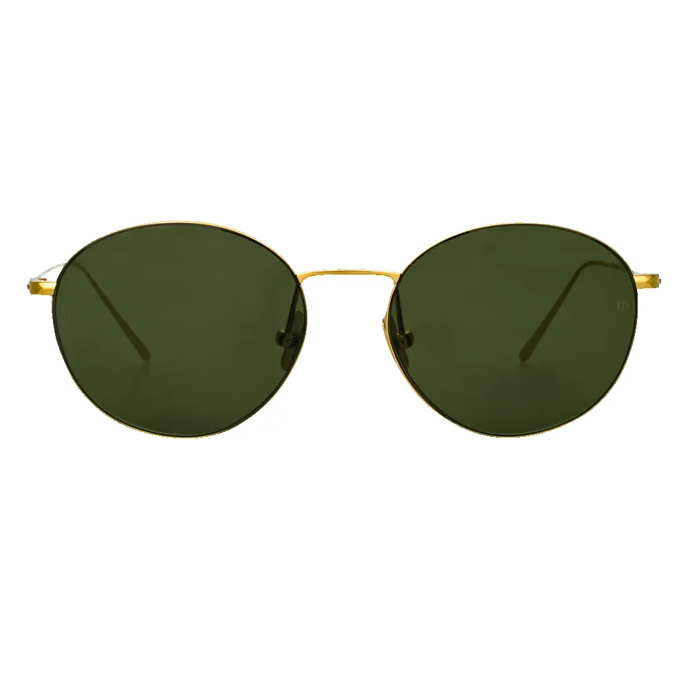 Mayne Oval Sunglasses in Yellow Gold sold by Linda Farrow