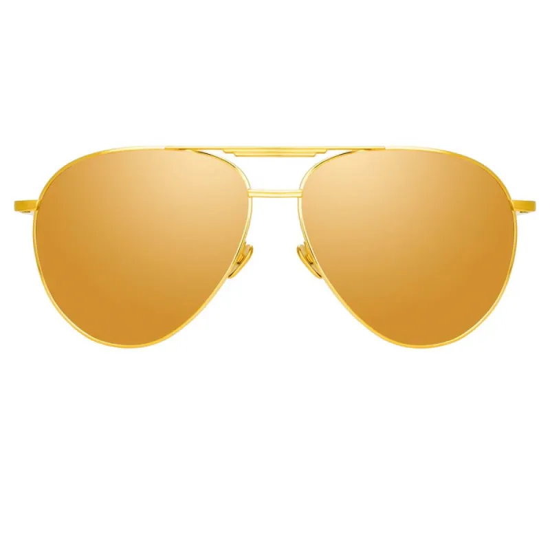 Carter Aviator Sunglasses in Yellow Gold sold by Linda Farrow