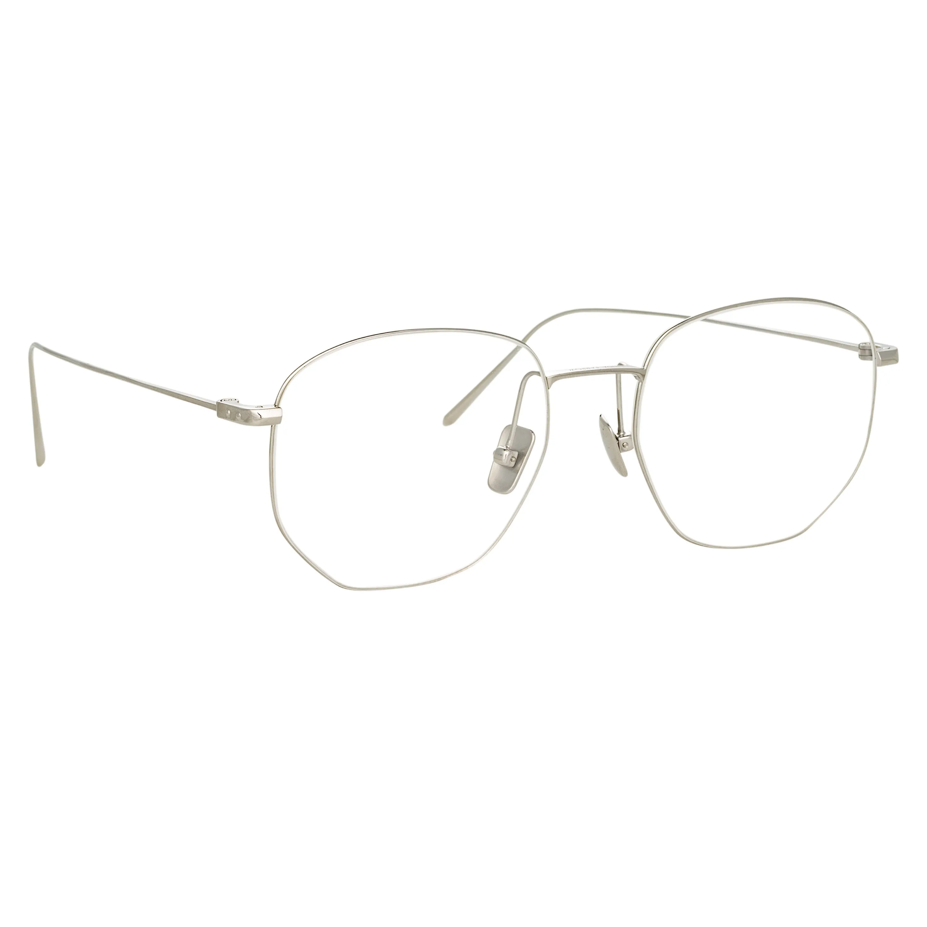 Rohe Angular Optical A Frame in White Gold sold by Linda Farrow