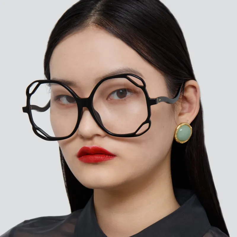 Jerry Oversized Optical Frame in Black sold by Linda Farrow