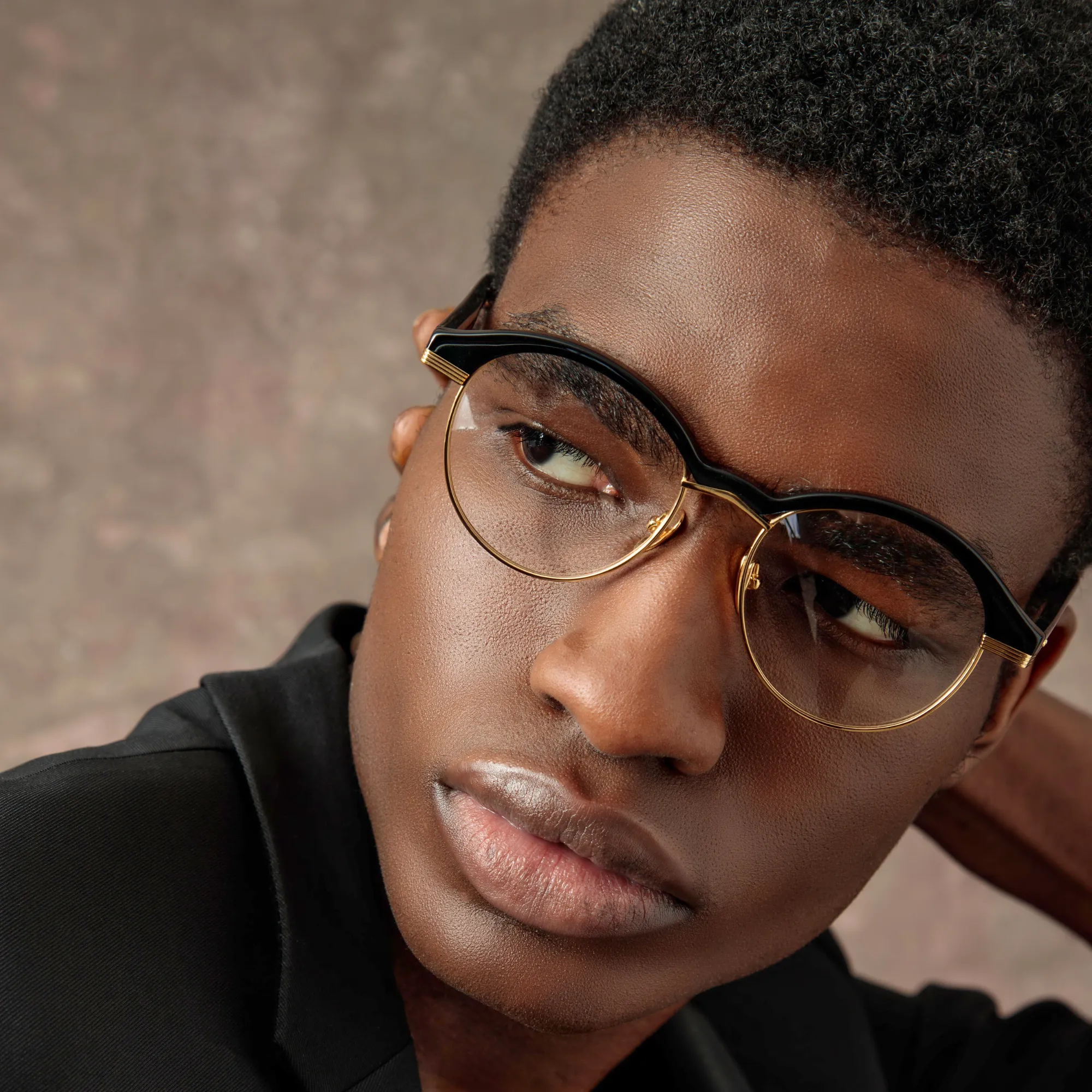 Men's Keen Oval Optical Frame in Black sold by Linda Farrow