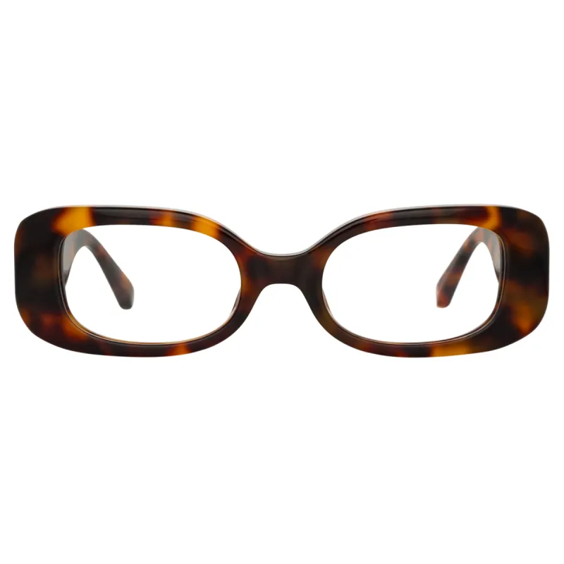 Lola Rectangular Optical Frame in Tortoiseshell sold by Linda Farrow