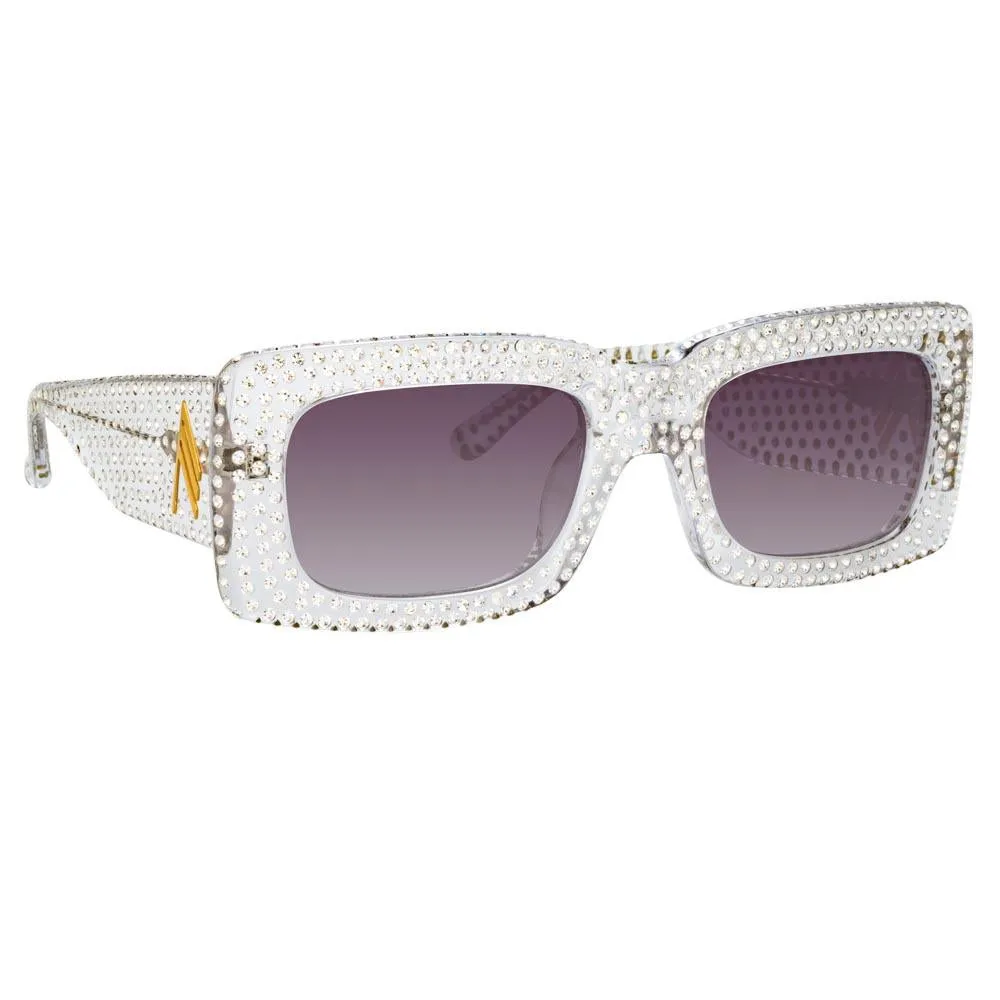 The Attico Stella Rectangular Sunglasses in Clear sold by Linda Farrow