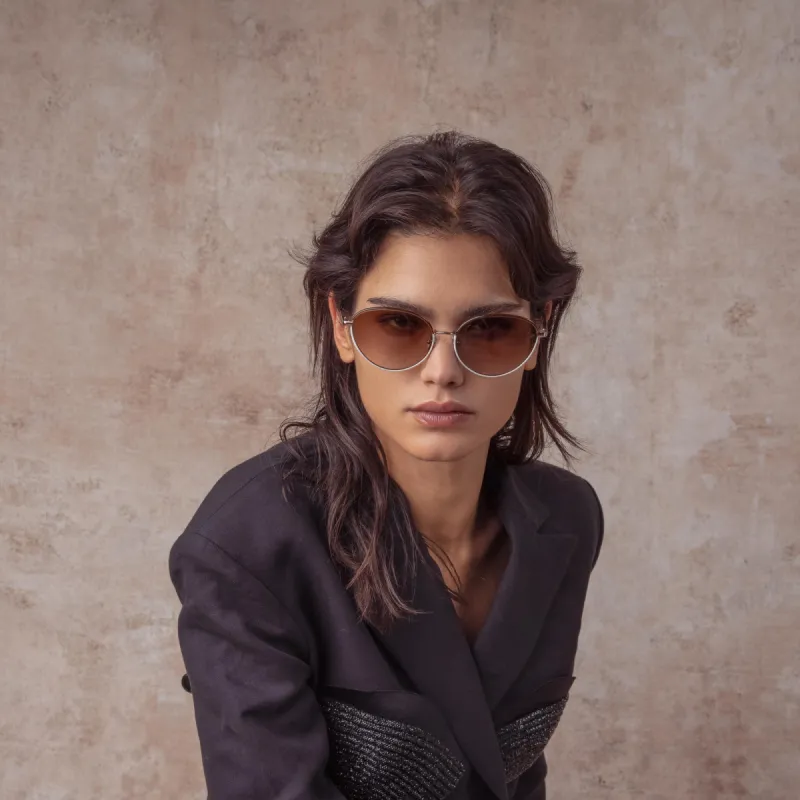 Regina Cat Eye Sunglasses in Mocha sold by Linda Farrow