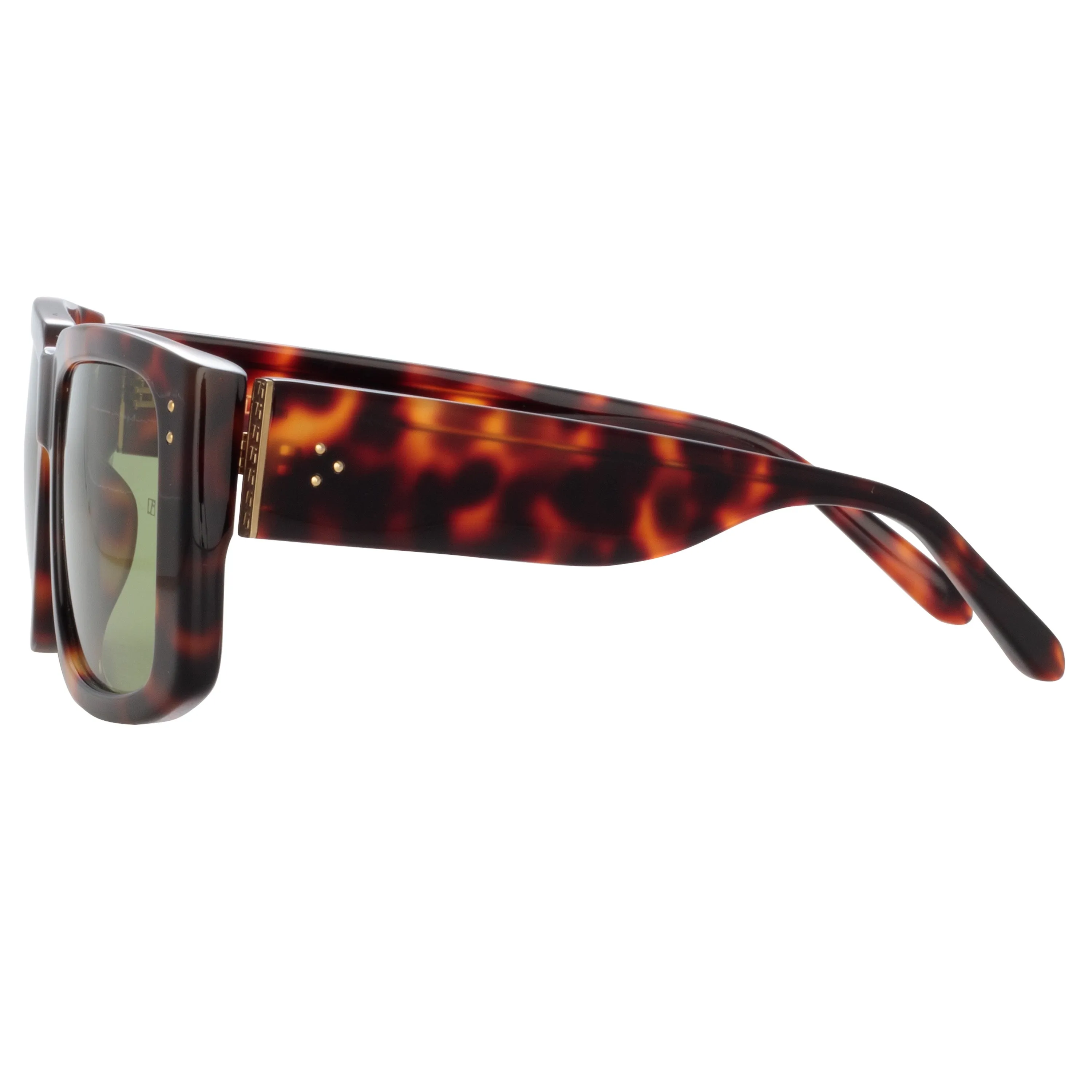 Morrison Rectangular Sunglasses in Tortoiseshell and Green sold by Linda Farrow product image thumbnail 3