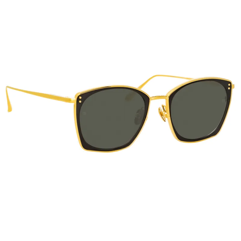 Milo Square Sunglasses in Yellow Gold sold by Linda Farrow
