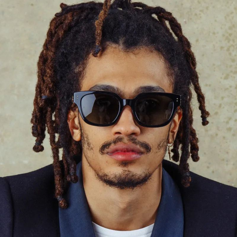 Men's Deni D-Frame Sunglasses in Black sold by Linda Farrow