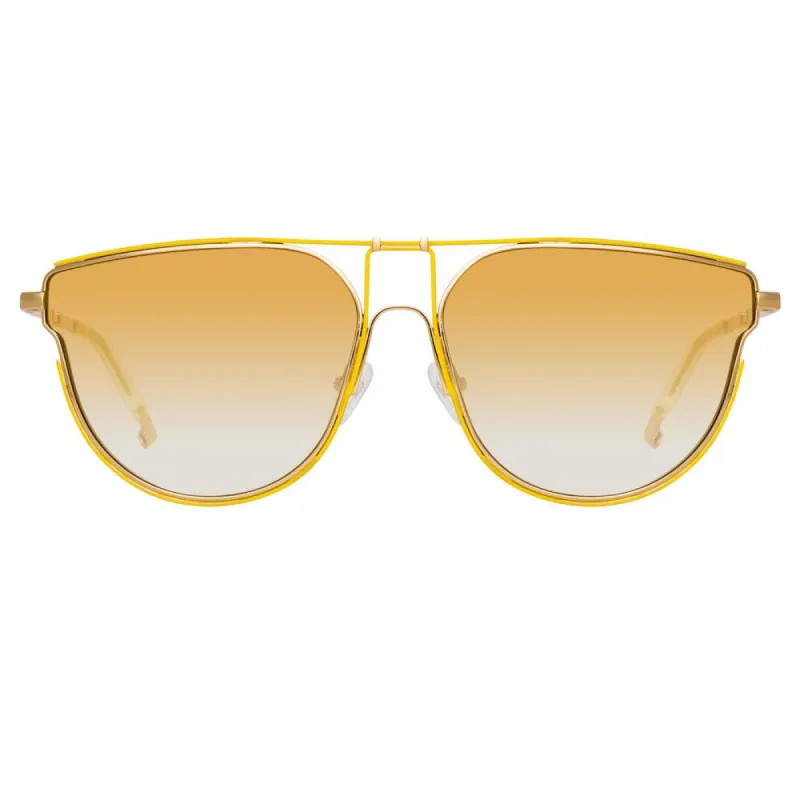 Matthew Williamson Azalea D-Frame Sunglasses in Light Gold Tone sold by Linda Farrow