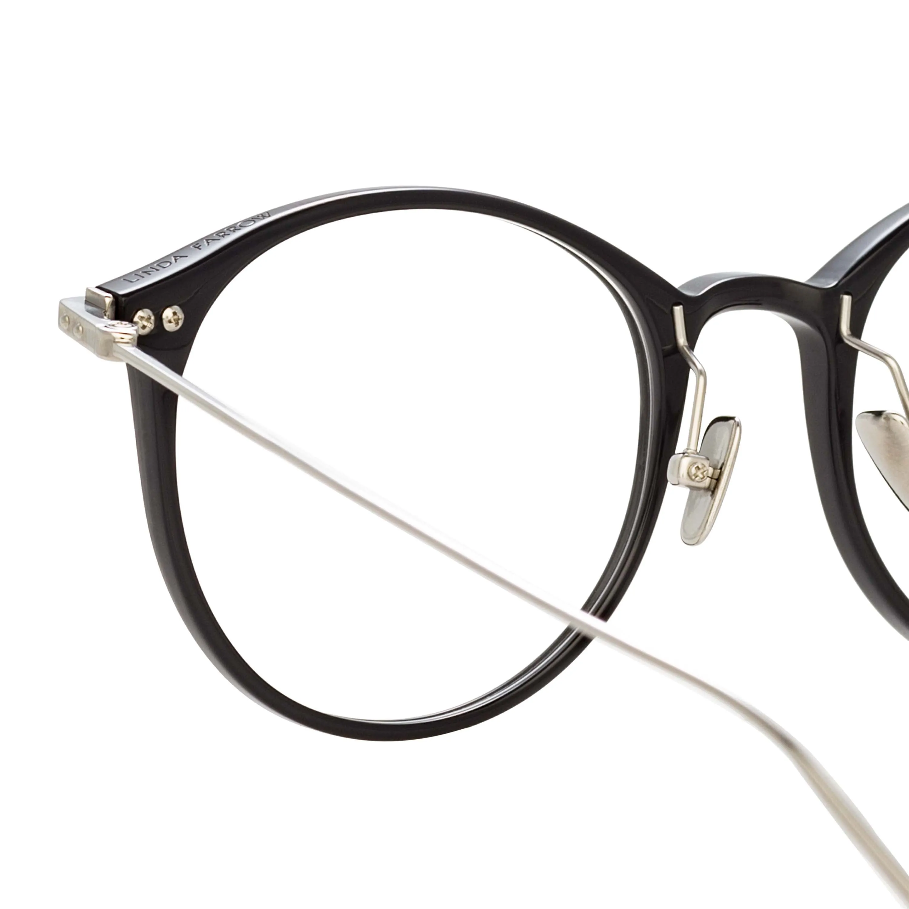 Gray Oval Optical Frame in Black (Asian Fit) sold by Linda Farrow product image thumbnail 4
