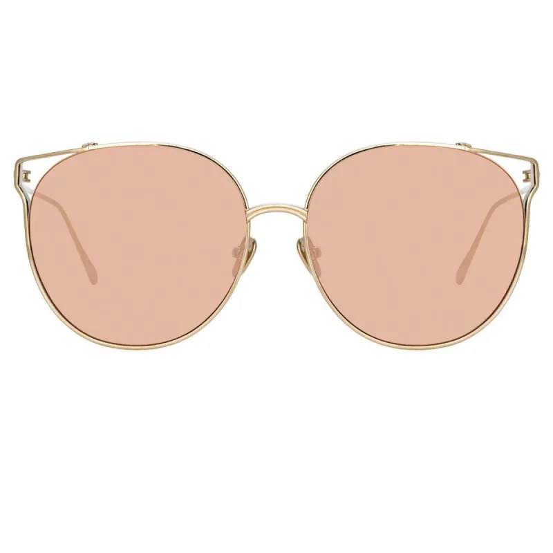 Joanna Oversized Sunglasses in Light Gold sold by Linda Farrow