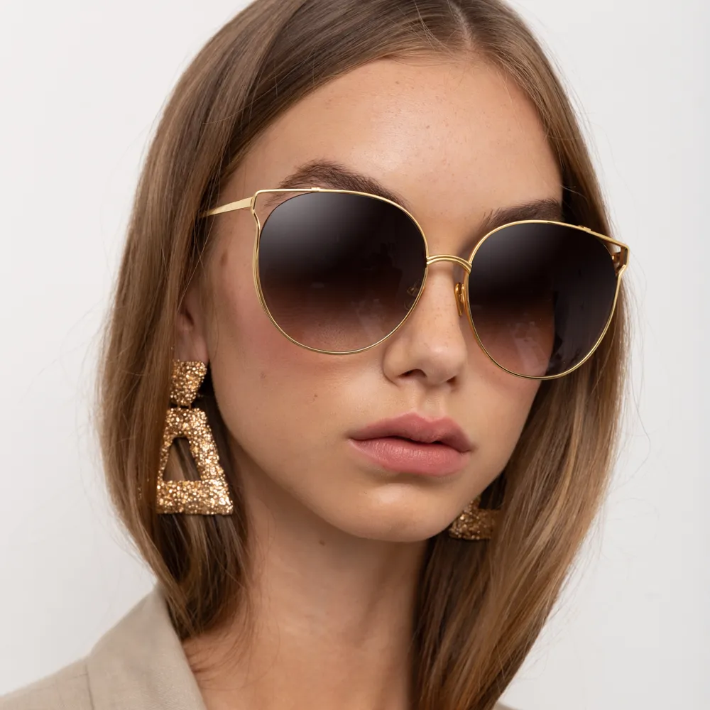 Joanna Oversized Sunglasses in Light Gold sold by Linda Farrow product image thumbnail 2