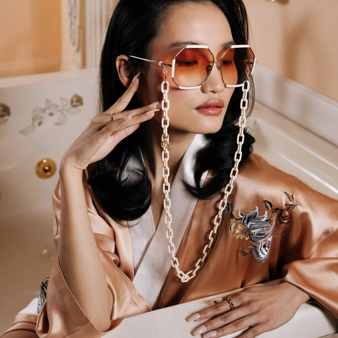 Margot Hexagon Sunglasses in Cream sold by Linda Farrow product image thumbnail 5