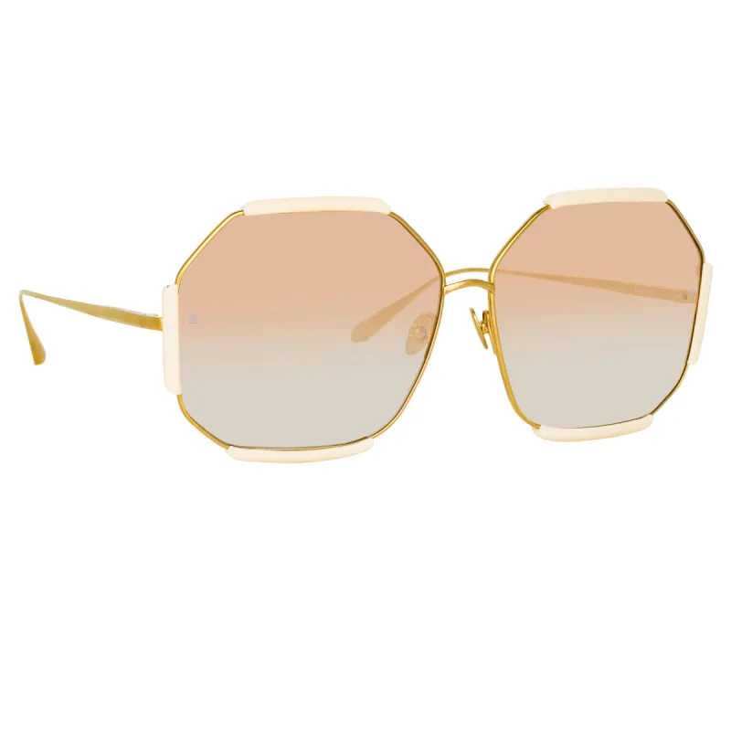 Margot Hexagon Sunglasses in Cream sold by Linda Farrow