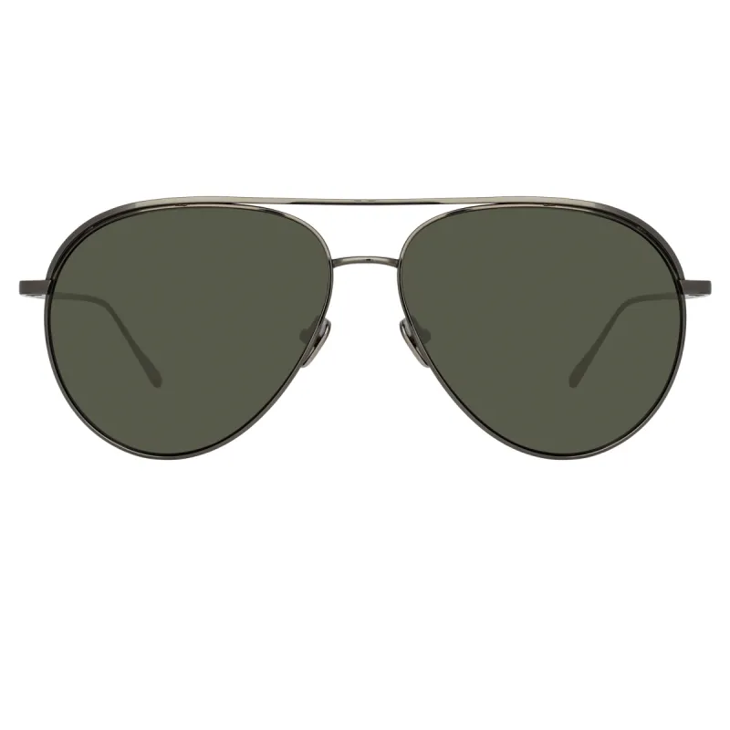 Roberts Aviator Sunglasses in Nickel and Grey sold by Linda Farrow