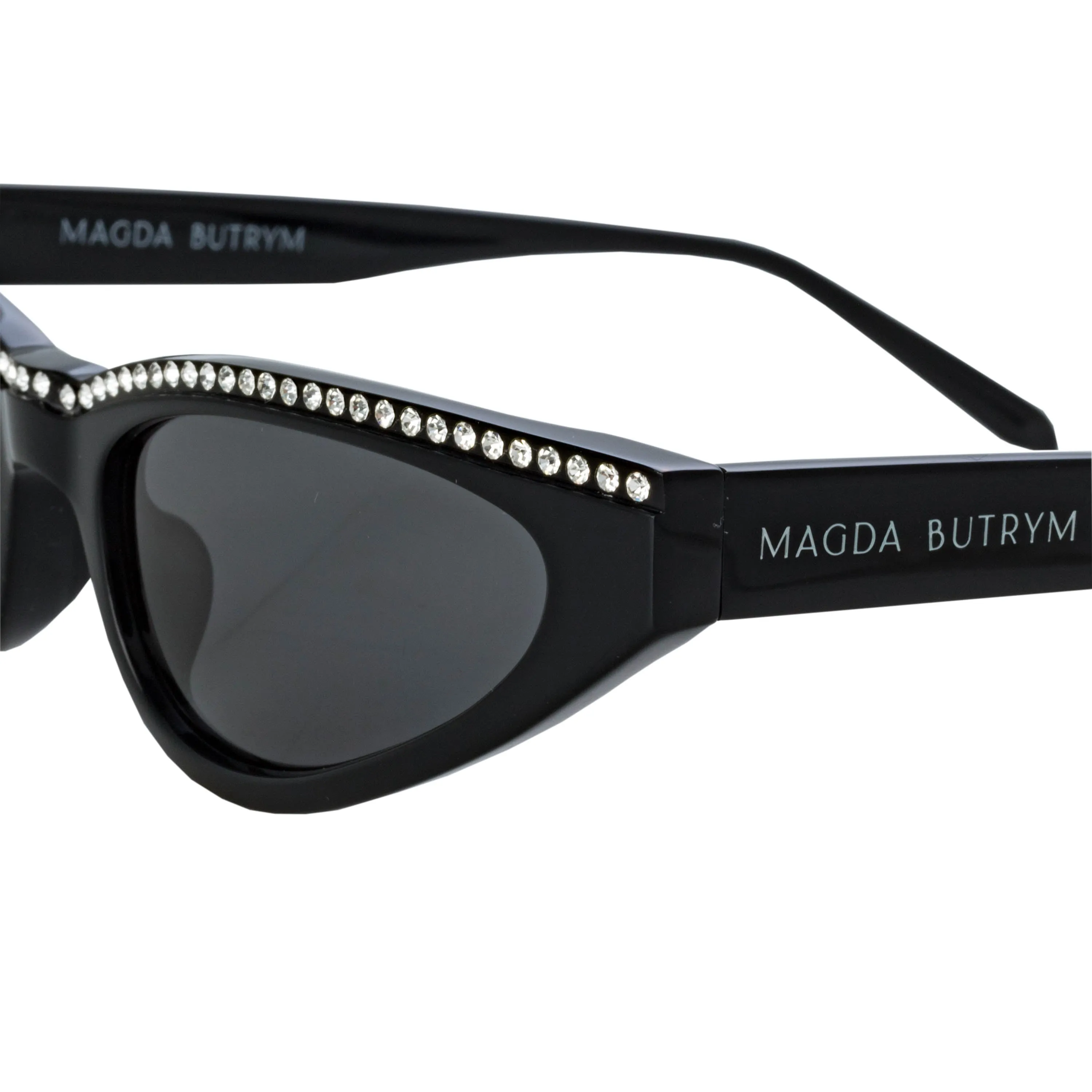 Magda Butrym Slim Cat Eye Sunglasses in Black and Crystals sold by Linda Farrow product image thumbnail 4