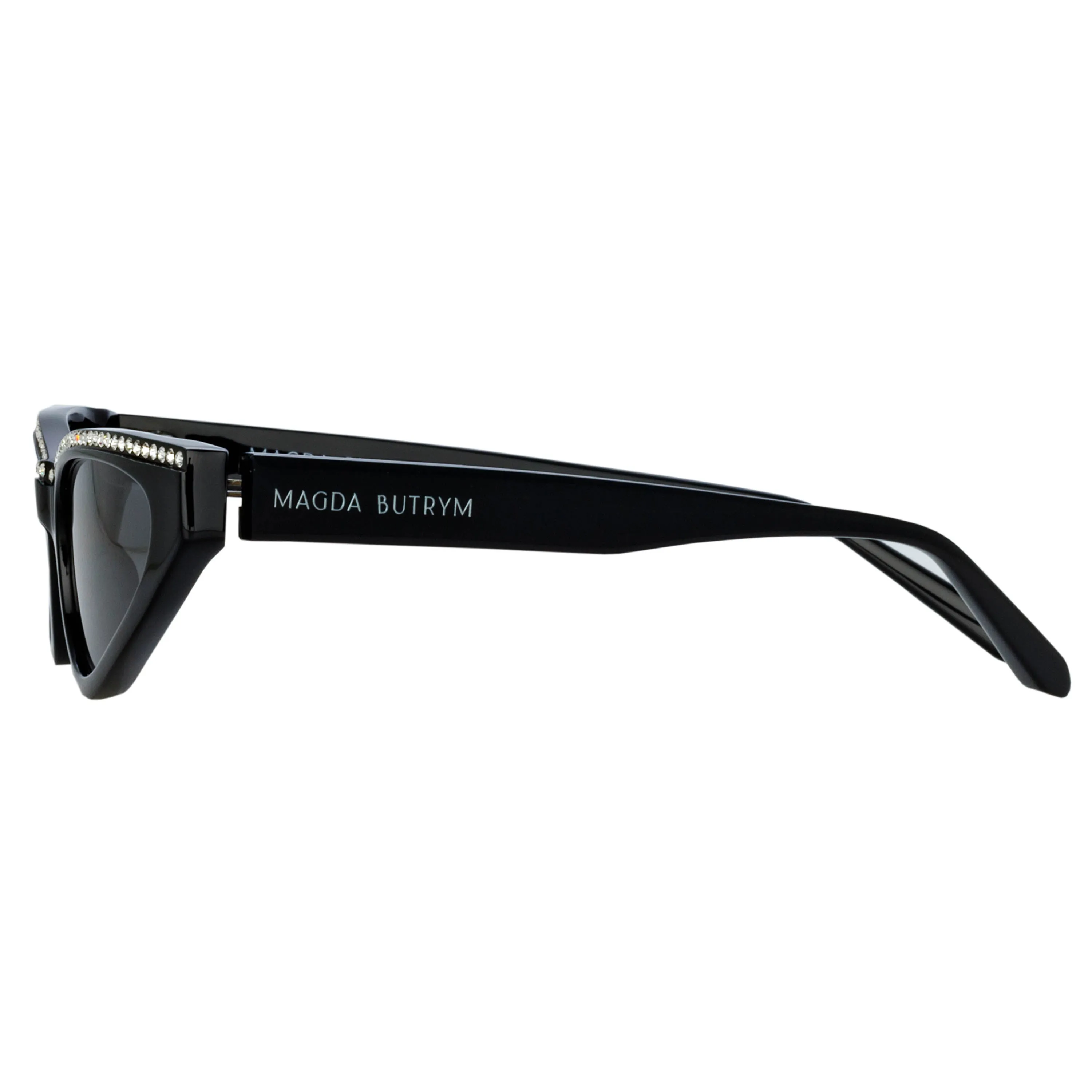 Magda Butrym Slim Cat Eye Sunglasses in Black and Crystals sold by Linda Farrow product image thumbnail 3