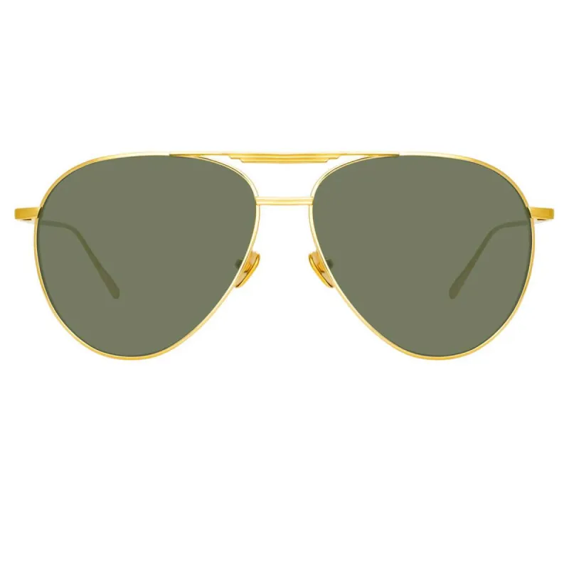 Carter Aviator Sunglasses in Yellow Gold sold by Linda Farrow
