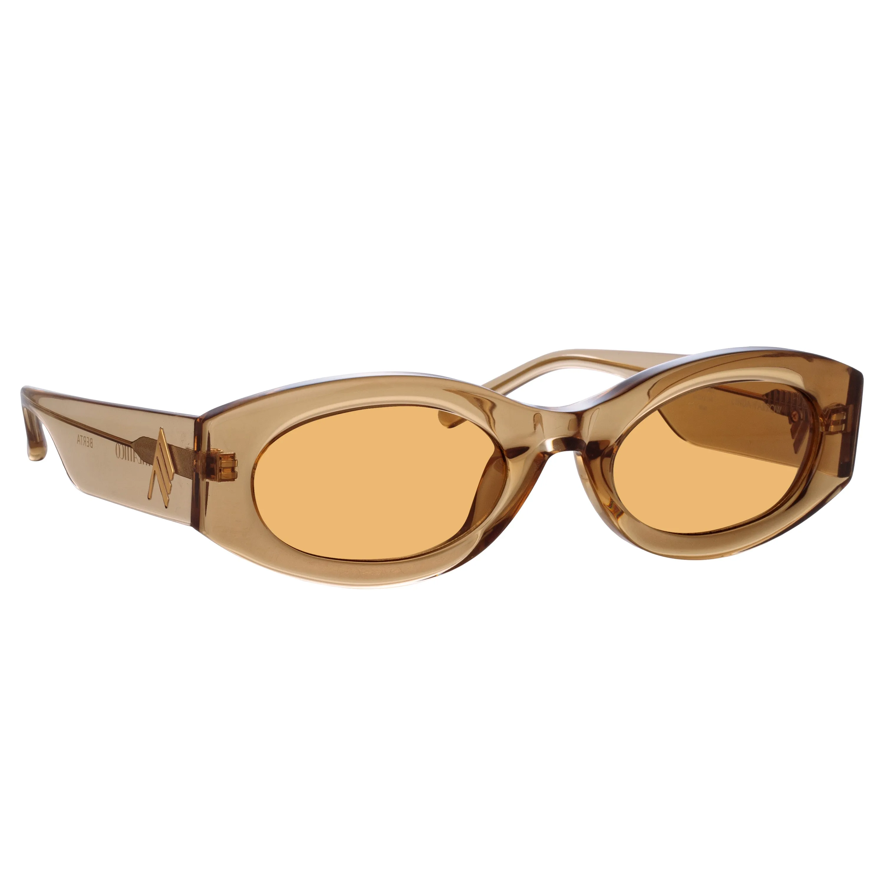 The Attico Berta Oval Sunglasses in Sand sold by Linda Farrow