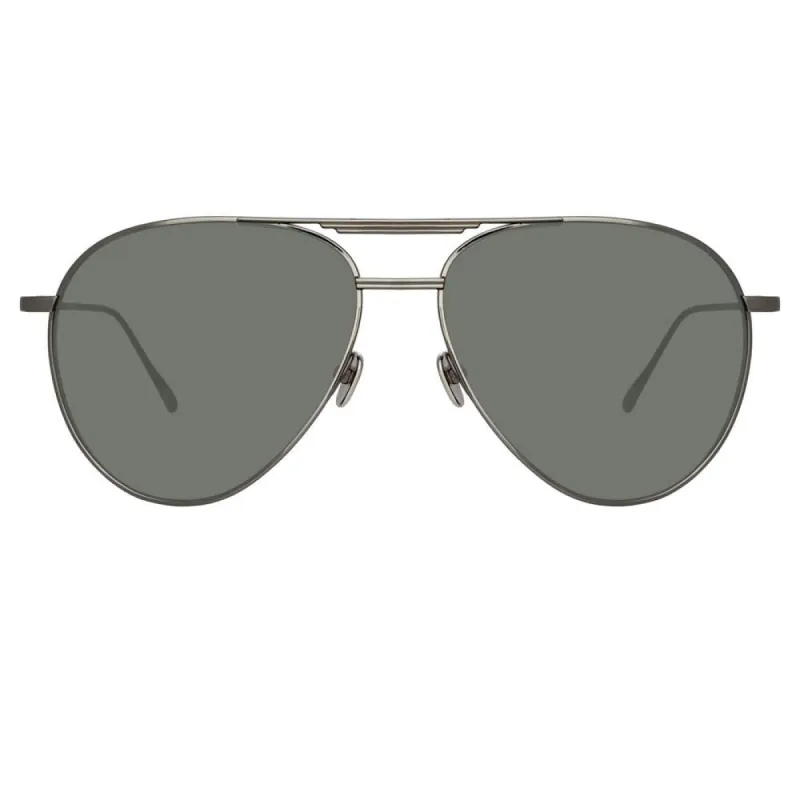 Carter Aviator Sunglasses in Nickel sold by Linda Farrow