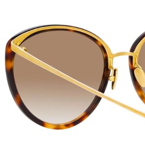 Angelica Cat Eye Sunglasses in Tortoiseshell sold by Linda Farrow