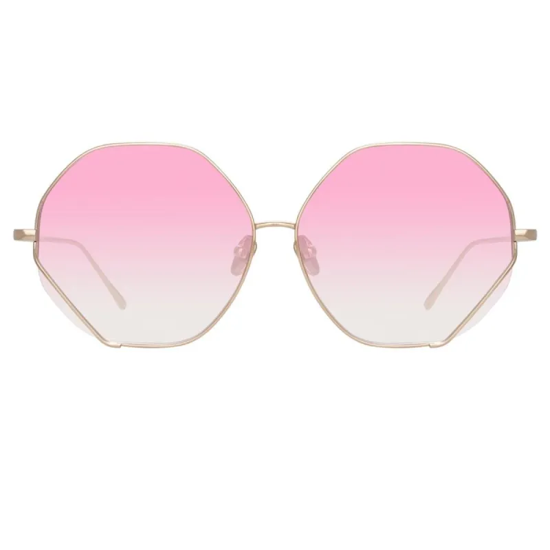 Fawcet Hexagon Sunglasses in Light Gold sold by Linda Farrow