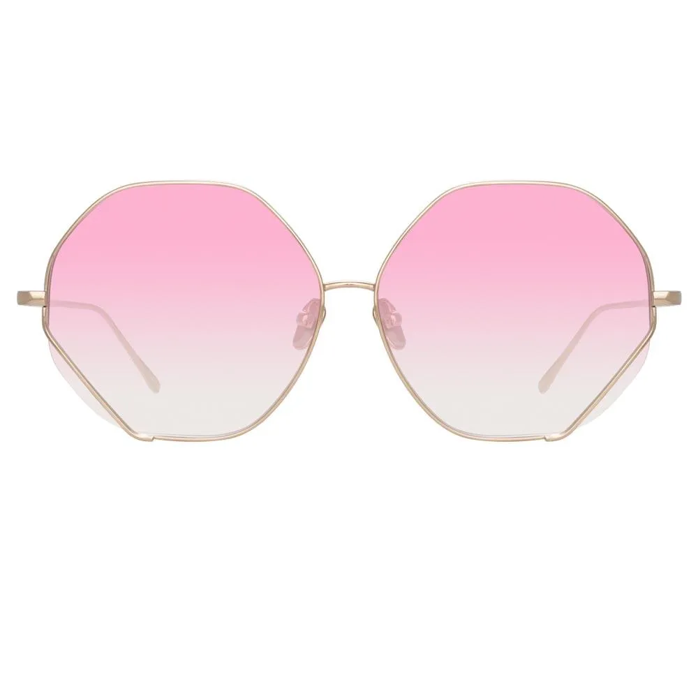 Fawcet Hexagon Sunglasses in Light Gold sold by Linda Farrow