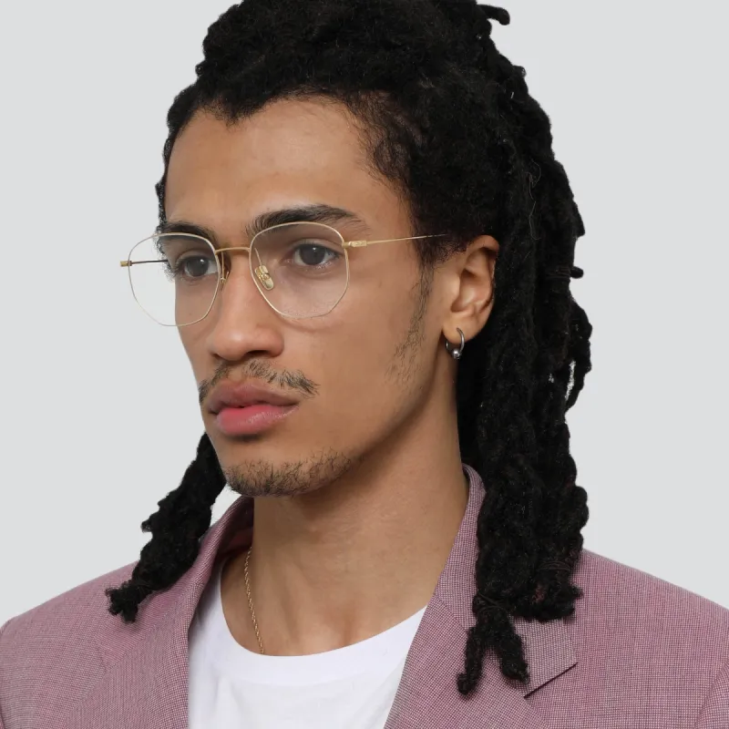 Rohe Angular Optical Frame in Yellow Gold (Men's) sold by Linda Farrow
