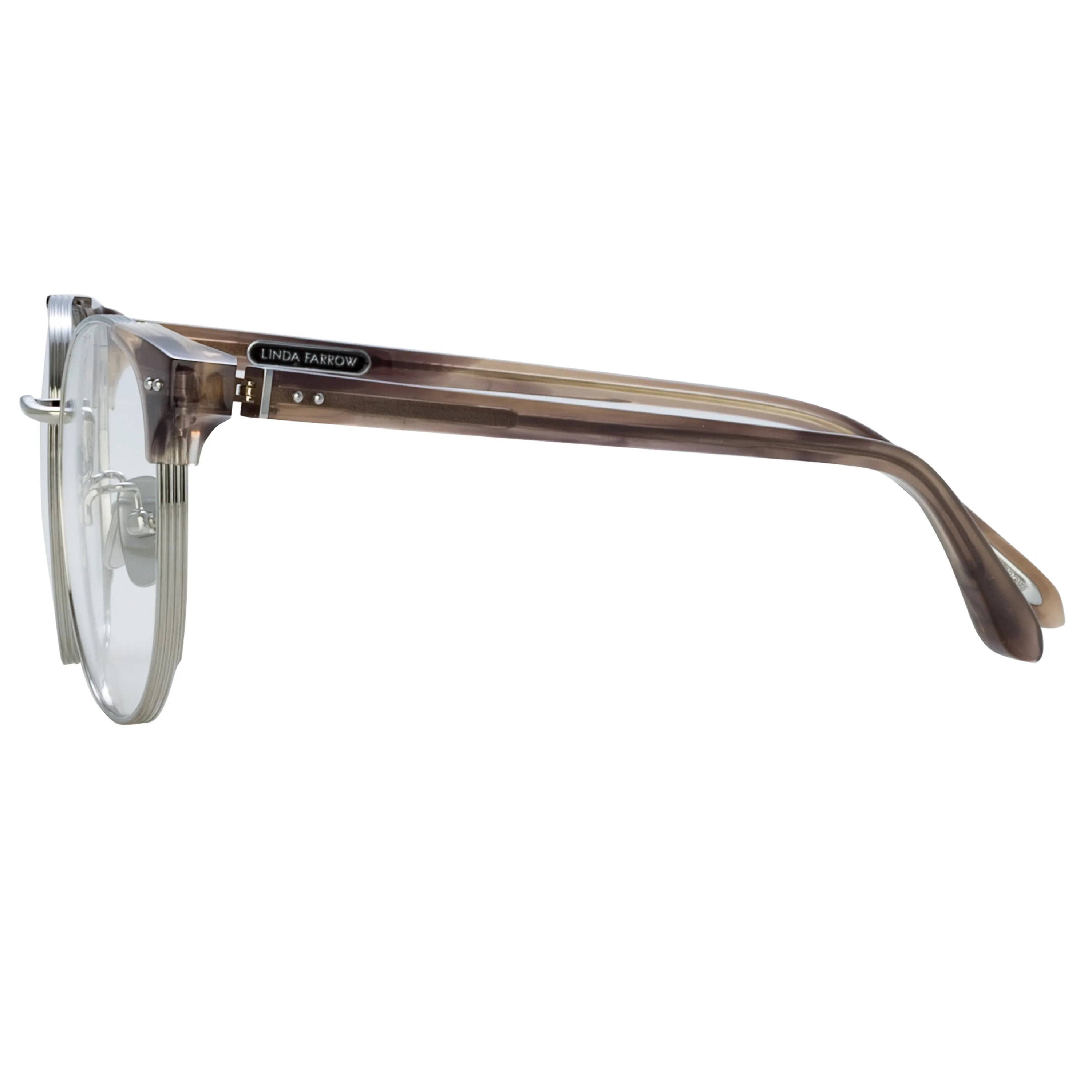 Spence Oval Optical Frame in Grey Horn sold by Linda Farrow product image thumbnail 4