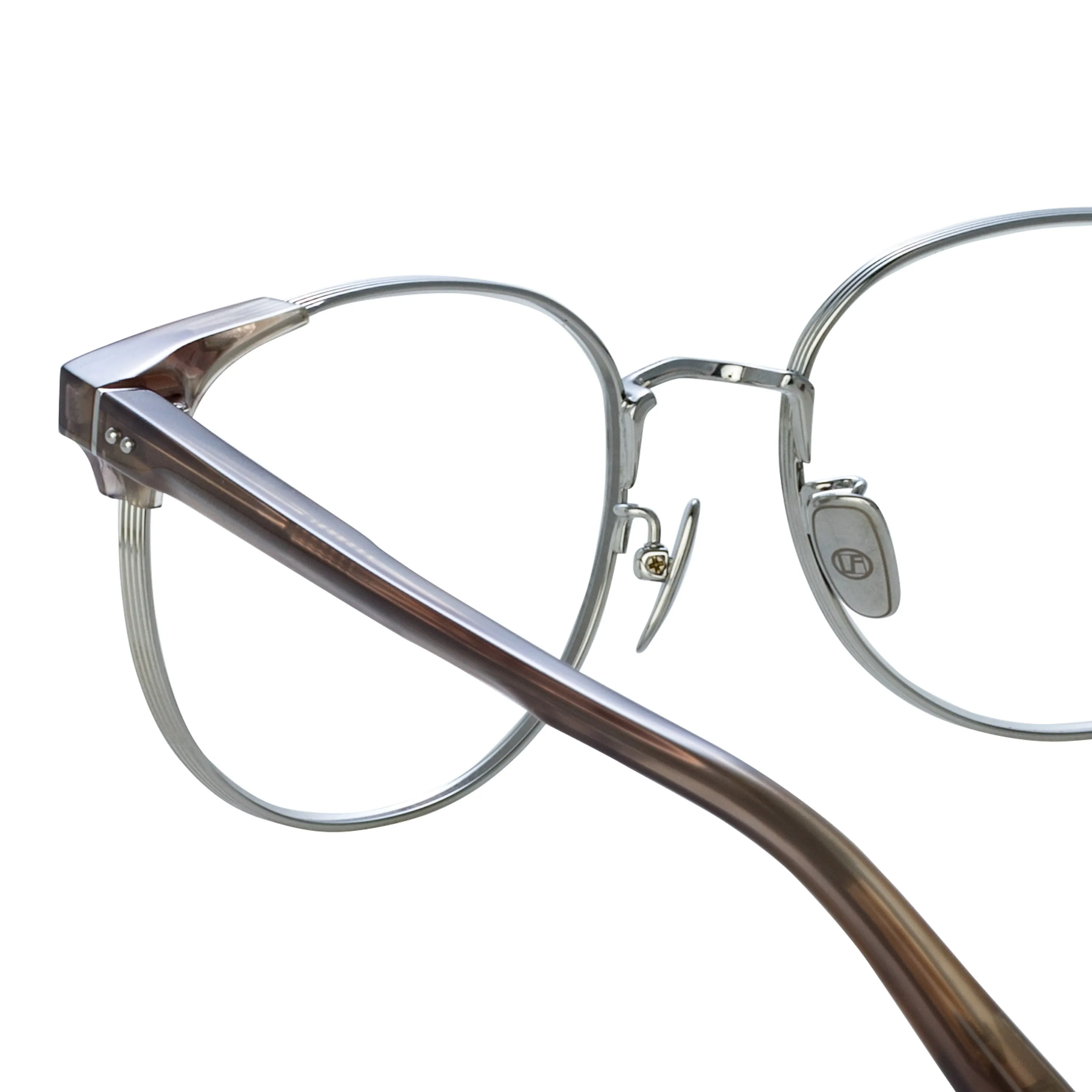 Spence Oval Optical Frame in Grey Horn sold by Linda Farrow product image thumbnail 5