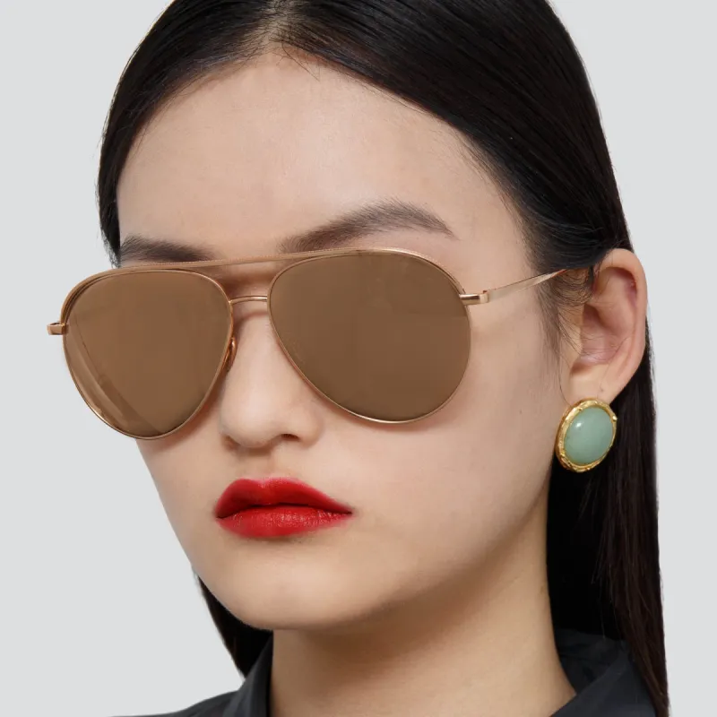 Roberts Aviator Sunglasses in Rose Gold sold by Linda Farrow