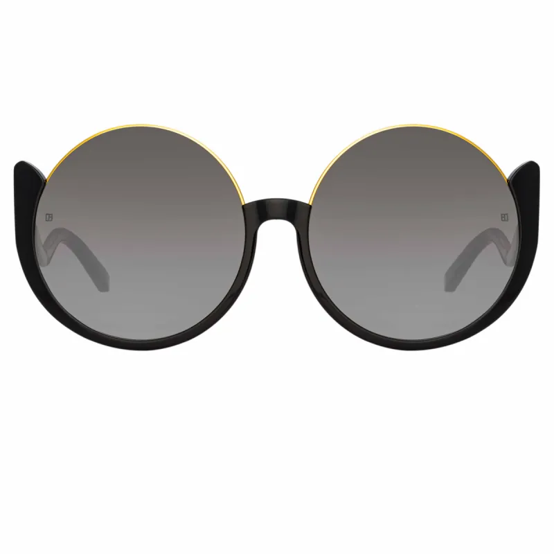 Florence Round Sunglasses in Black sold by Linda Farrow